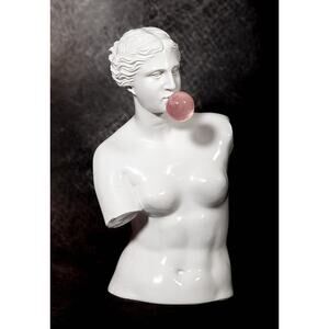 Venus Pink Bubble Gum Greek Goddess Torso Statue Figurine Pop Art Shabby Chic